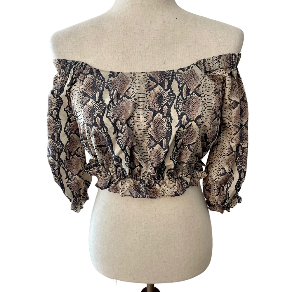 LPA REVOLVE Rara Snakeskin Ruffle Cropped Top - Picture 3 of 14